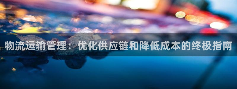 28圈注册：物流运输管理：优化供应链